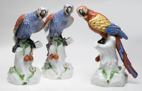 "Loros", siguiendo modelos de Meissen, manufactura Samson,