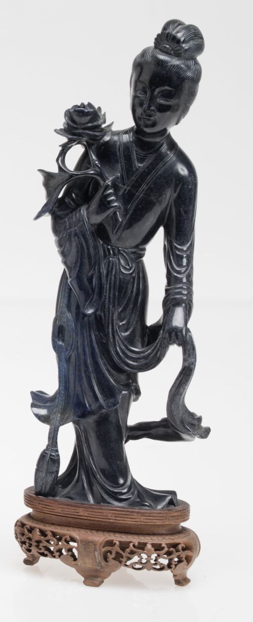 Guanyin, possibly made of obsidian, China, 20th century