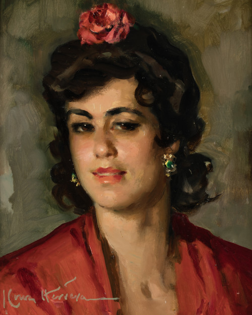 JOSÉ CRUZ HERRERA, "Malagueña", Óleo sobre lienzo