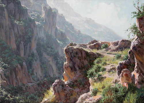 ALFONSO PARRAS VILCHEZ, "Paisaje de Monachil", Óleo sobre l