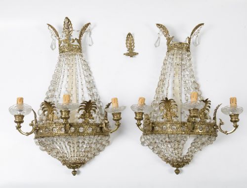 Pair of Louis XVI style wall lights, 20th century