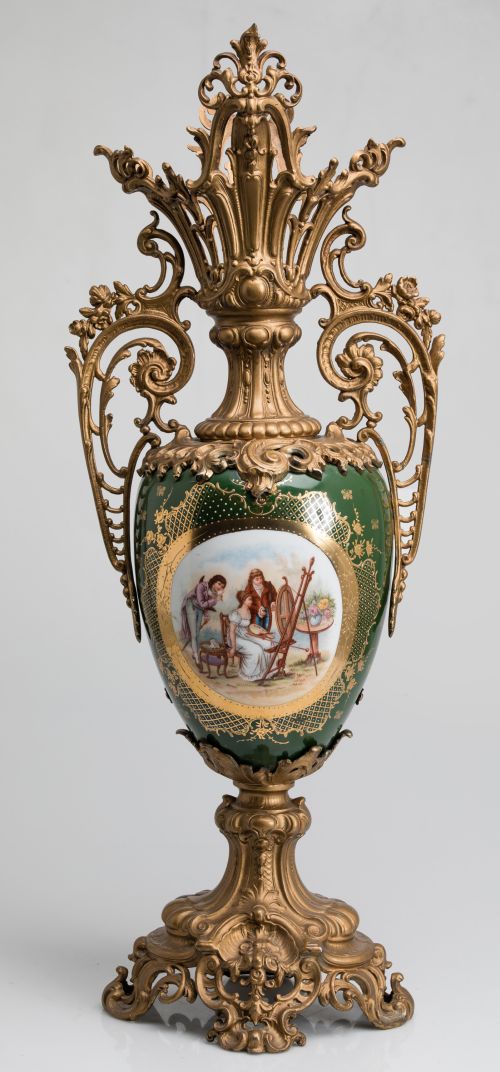 Porcelain vase with bronze mounts, possibly France, 20th ce