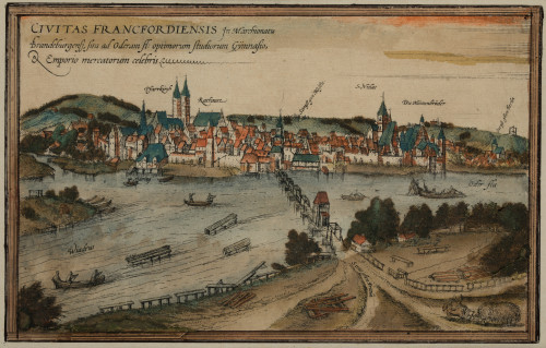 FRANS HOGENBERG, "Vista de Frankfurt", Grabado al cobre col