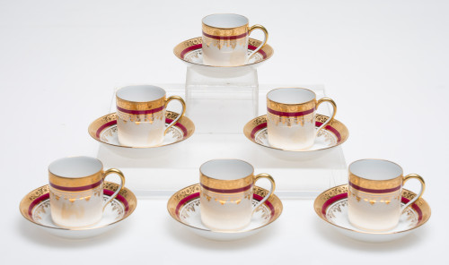 Juego de café de porcelana de Limoges "René Caire", Francia