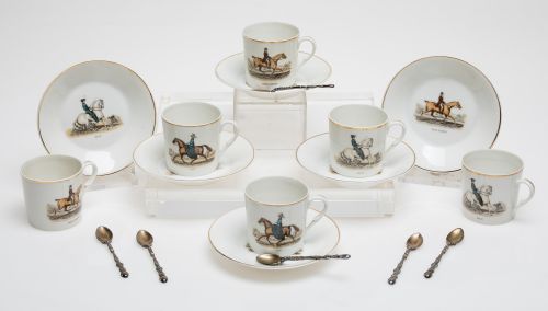 Bidasoa porcelain coffee set, American picture series, Spai