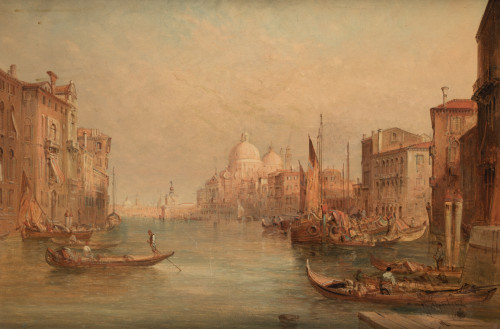 ALFRED POLLENTINE, "Vista de Venecia con Santa Maria della