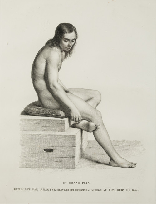 JEAN-MARIE SAINT-EVE, "Academia. Desnudo masculino. Primer