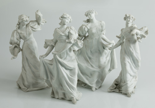 "Dancers" four biscuit figures, France, 20th century