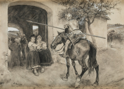 JOSÉ JIMÉNEZ ARANDA, "Escena de El Quijote. Don Quijote y d