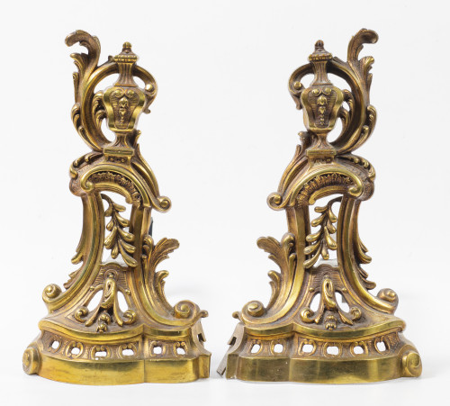 Pair of Louis 15th century style andirons, 20th century