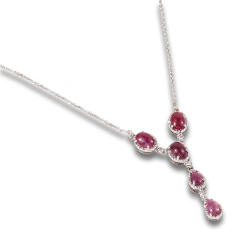 RUBY AND DIAMONDS PENDENTIF PENDANT, IN WHITE GOLD