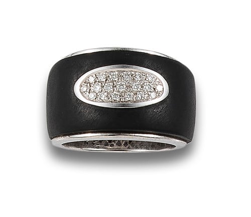 ALESSANDRO FANFANI RING IN WHITE GOLD, RUBBER AND DIAMONDS