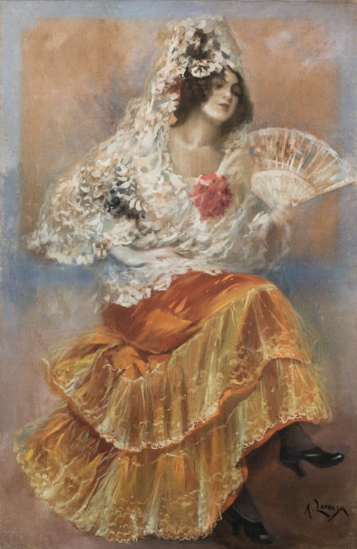 ANDRÉS LARRAGA MONTANER, "Manola", Óleo sobre lienzo  