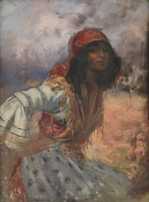 ANDRÉS LARRAGA MONTANER, "Gitana", Óleo sobre tela