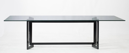 Lacquered metal and glass dining table, Italian design, 20t