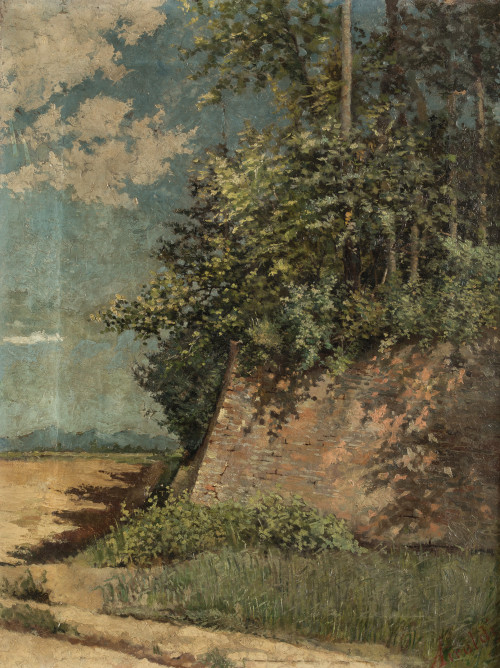 ESCUELA ITALIANA , "Paisaje", Óleo sobre lienzo