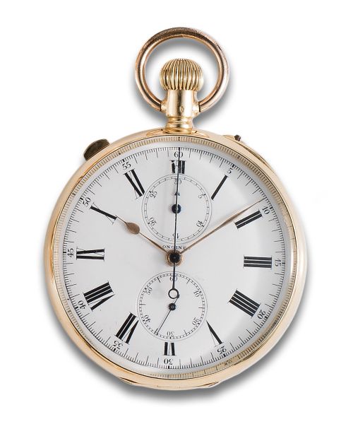 LEPINE LONGINES CHRONO POCKET WATCH, IN YELLOW GOLD