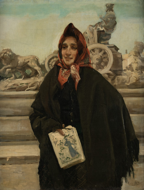 EMILIO SALA Y FRANCÉS, "Una periodista", c.1904, Óleo sobre