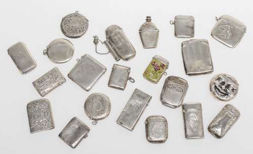 Lot of 21 hallmarked silver matchboxes from different manuf