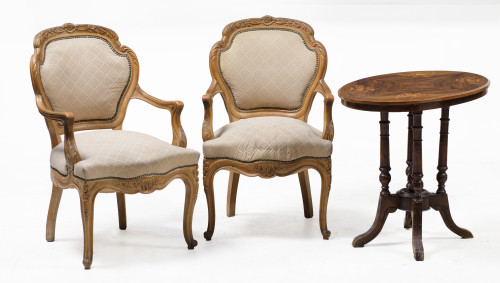 Pair of Louis XV style armchairs, 20th century