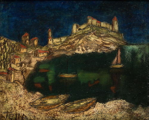 JOSÉ GARCÍA TELLA, "Vista de Collioure, Francia", Técnica m