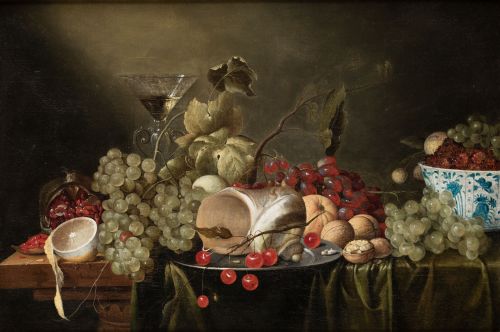 JAN PAUWEL GILLEMANS I, "Bpodegón de frutas", Óleo sobre li