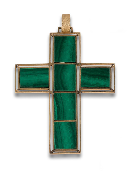 CRUZ DE ORO Y MALAQUITA