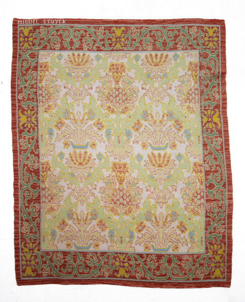 Spanish hand-knotted wool Cuenca-style rug, Miguel Stuyck,