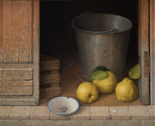 FELIX TABASCO, "Bodegón con limones", 1990, Óleo sobre lien