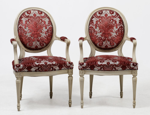 Pair of Louis 16th century style arm chairs, 20th century