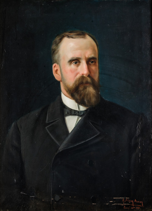 MARIANO OLIVER AZNAR, "Retrato de caballero", 1891, Óleo so