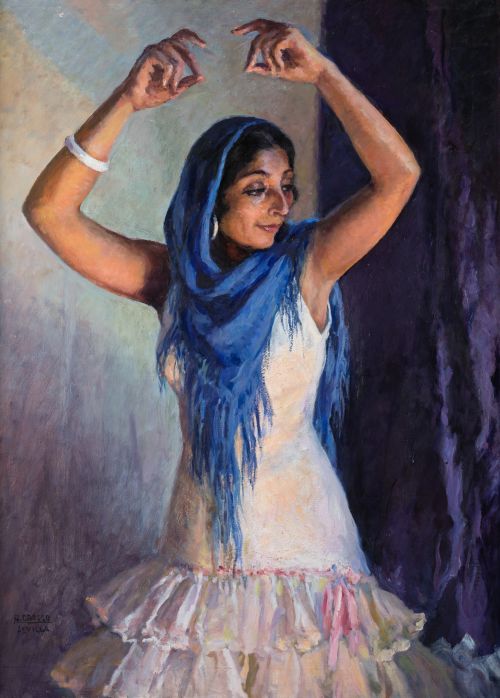 ALFONSO GROSSO, "Joaquina bailando", Óleo sobre lienzo