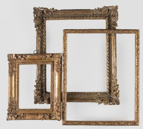 Three frames of different sizes in baroque style, 19th cent