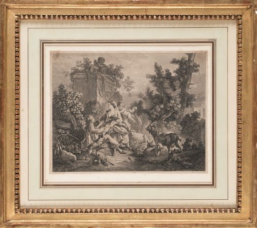 JEAN BAPTISTE PATAS, "Escena galante", Grabado