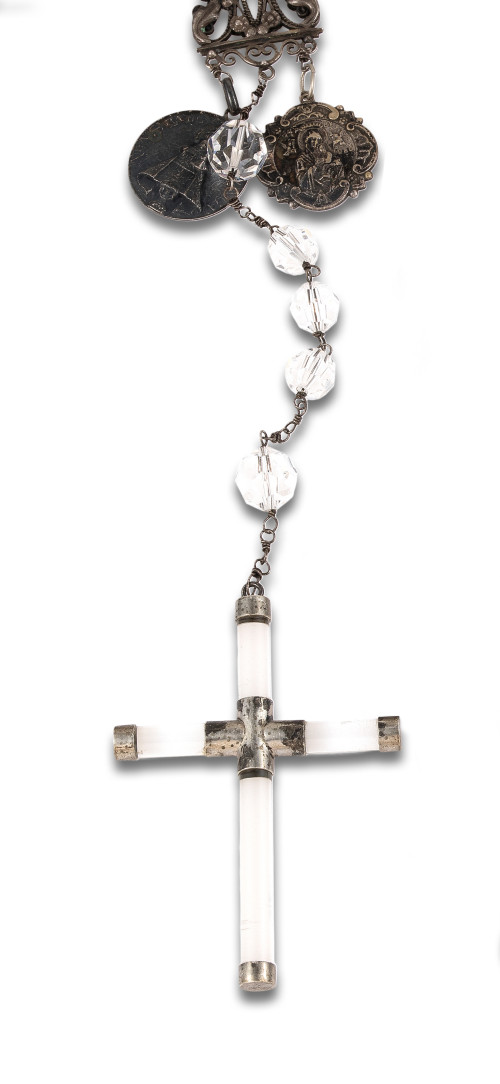 GLASS AND SILVER ROSARY