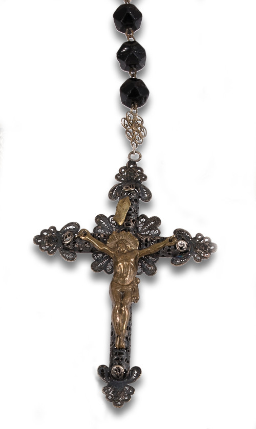 GLASS AND SILVER ROSARY