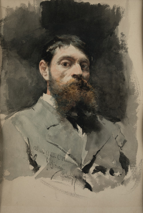 GUSTAVO SIMONI, "Retrato del pintor Casto Plasencia", 1879,