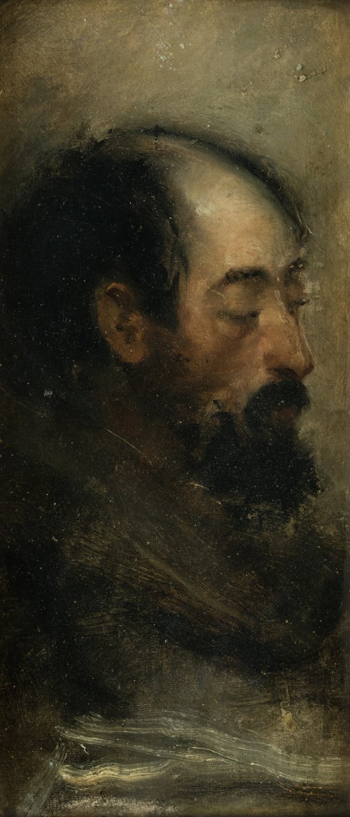 ESCUELA ESPAÑOLA  S.XIX, "Caballero con barba", Óleo sobre