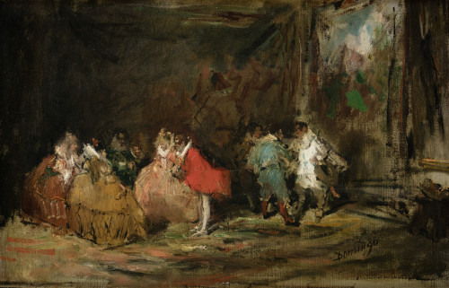 FRANCISCO DOMINGO Y MARQUÉS, "Escena galante", Óleo sobre l