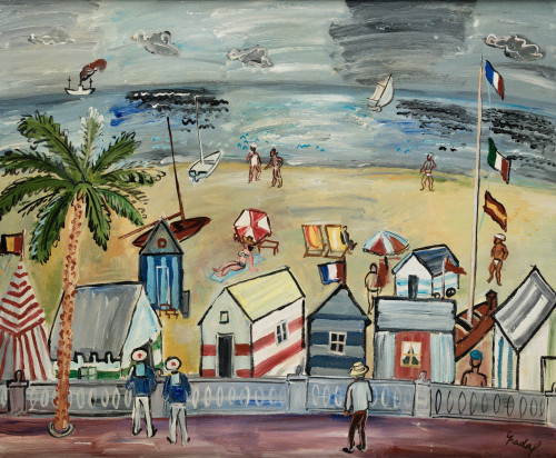 CARLOS NADAL, "La plage", 1982, Óleo sobre lienzo