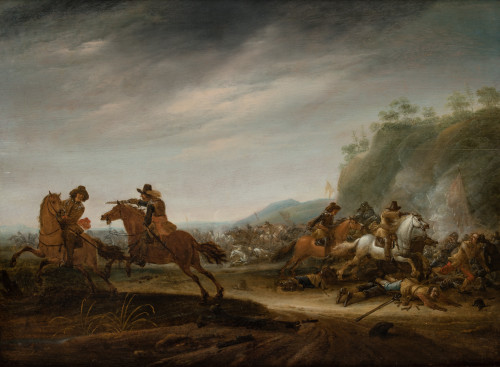 ABRAHAM VAN DER HOEF, "Caballería", c. 1645-1650, Óleo sobr