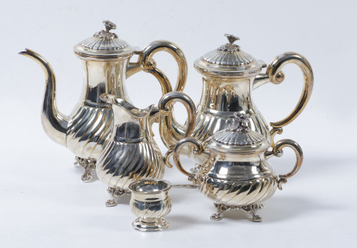 Silver metal coffee and tea set, Spain, 20th century