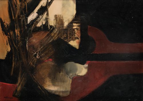 ABEL CUERDA, "Abstracción", Óleo sobre tabla