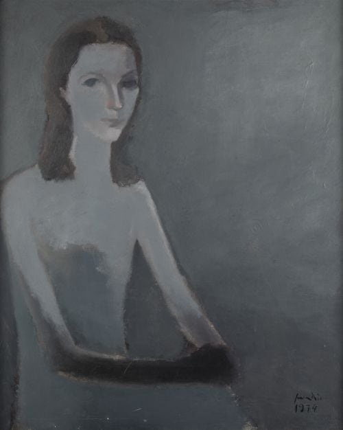 CONSTANTINO GRANDÍO, "Retrato de mujer", 1974, Óleo sobre l