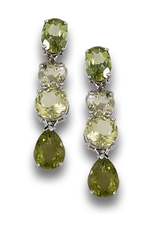 PENDIENTES EN ORO CON PERIDOTOS Y CUARZOS LIMÓN