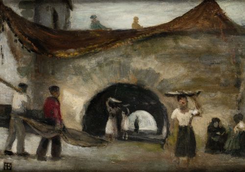 RICARDO BAROJA NESSI, "El pasadizo", 1943, Óleo sobre cartó