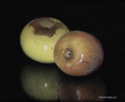 CARLOS LAHARRAGUE, "Manzanas", Pastel sobre papel