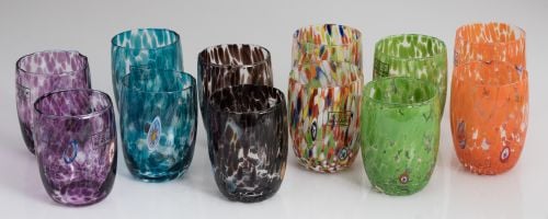 Twelve blown glass glasses after Murano, Italy, 20th centur