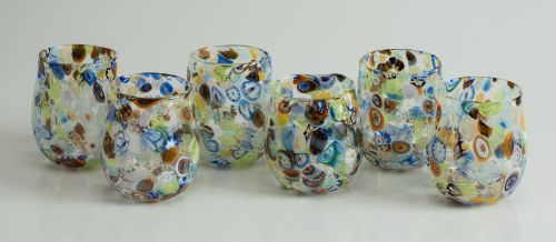 Six millefiori glasses, Murano, 20th century