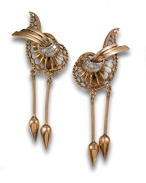 PENDIENTES CHEVALIER EN ORO Y PLATINO CON DIAMANTES